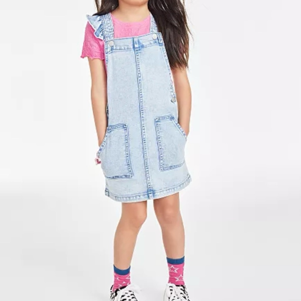 Epic Threads Zinnia Winged Denim Jumper Ruffle Skirtall Light Wash Size 2T